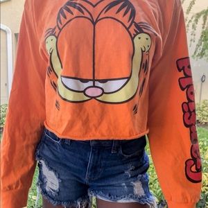 Mighty Fine orange Garfield crew neck sweatshirt